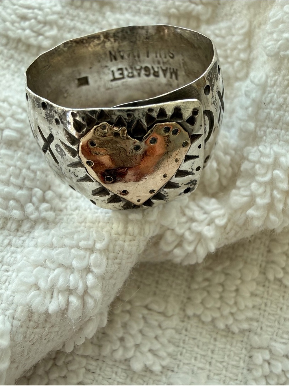 Margaret Sullivan Two-Tone Heart Ring - Gold & Sterling Silver - Size 7.5 - Picture 3 of 10